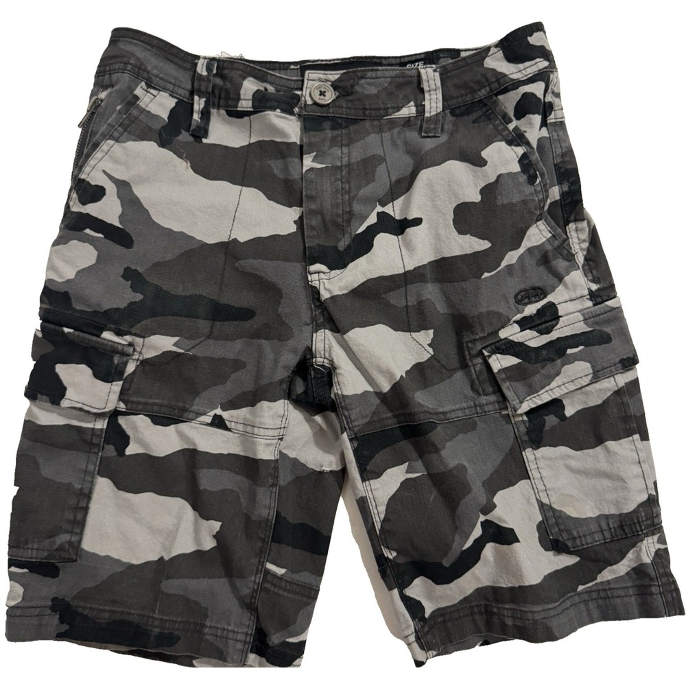 Ecko Unltd Cargo Shorts Men's 30 Urban Night Camo 7 Pockets VTG Streetwear Grey